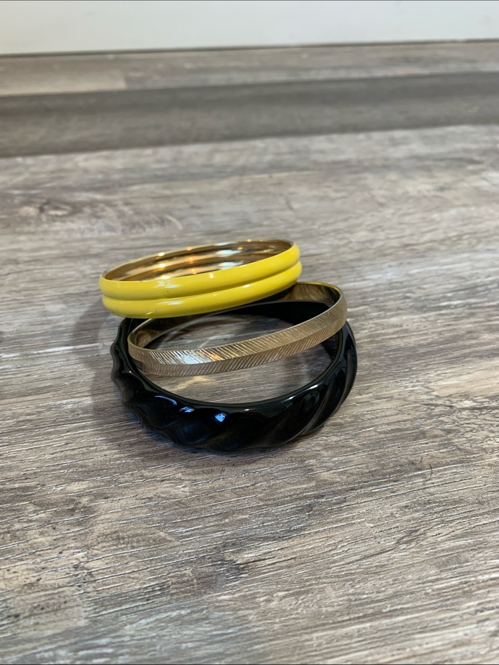 Stacked Bangle Set - Yellow, Black & Gold